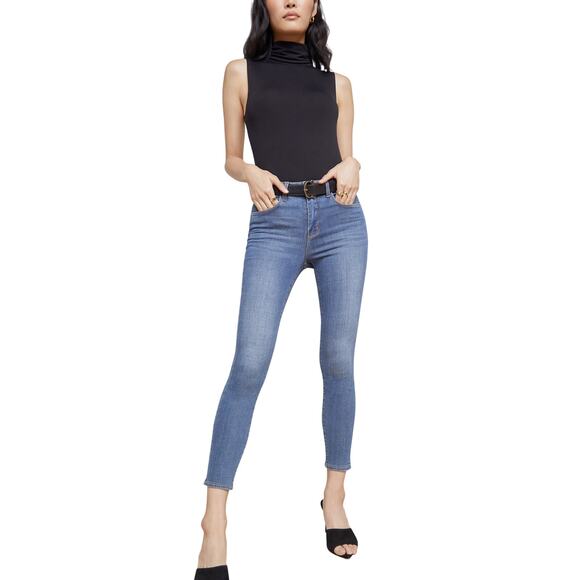 L'Agence 'Margot' Blue Cotton Cropped Skinny Denim Jean Size 27 - Picture 1 of 4